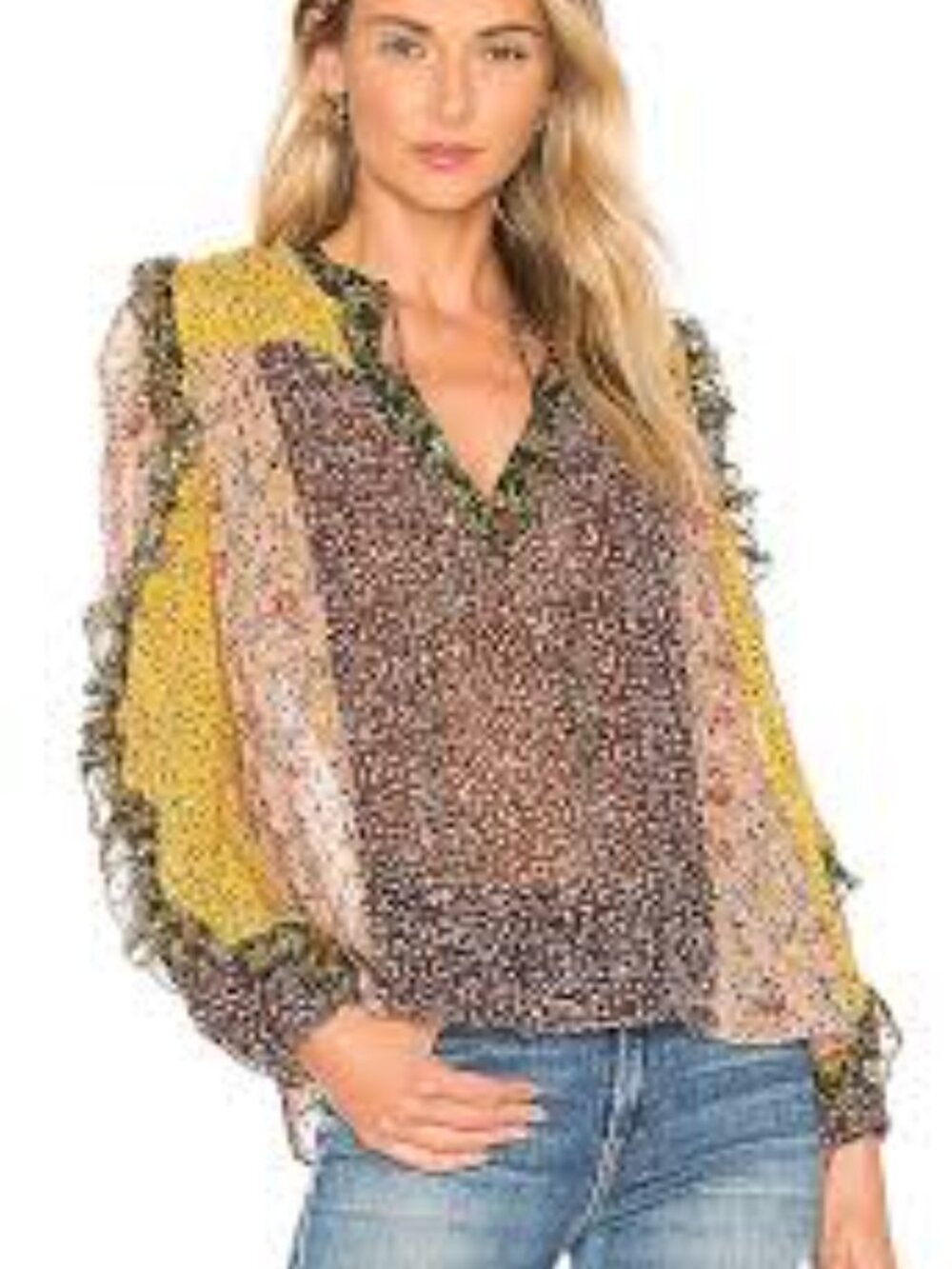 Ulla Johnson Norma Blouse Patchwork Silk Floral Leopard Print Size 4